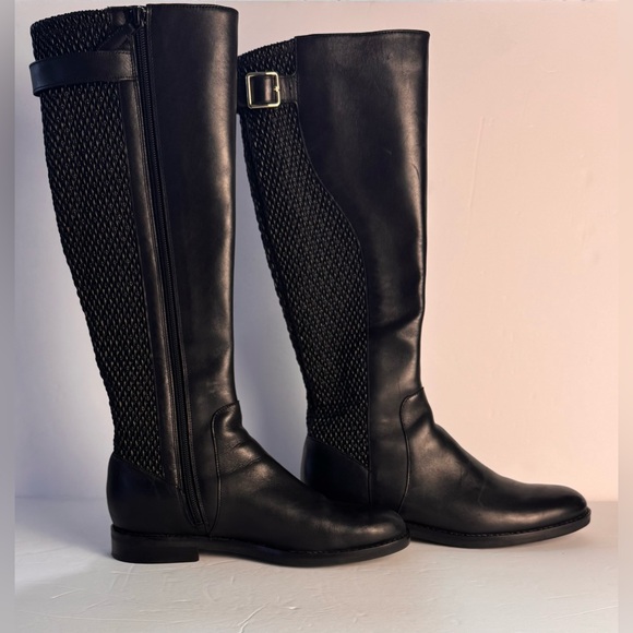 COLE HAAN Idah Equestrian Riding Tall Black Leather Boots, W22265 Size 7.5 - Picture 2 of 13